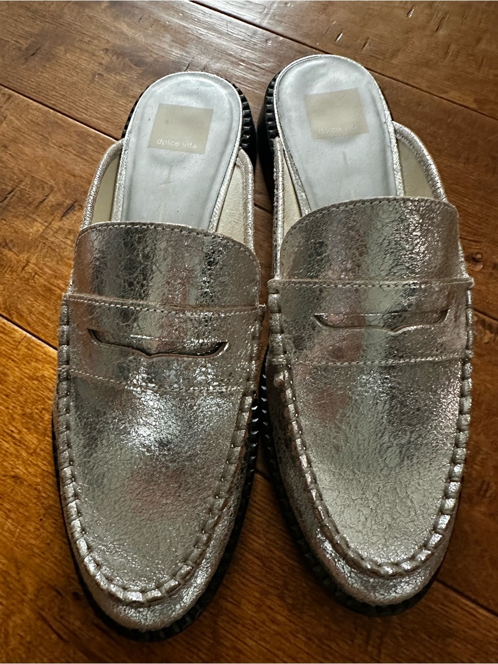 Silver dolce vita mules